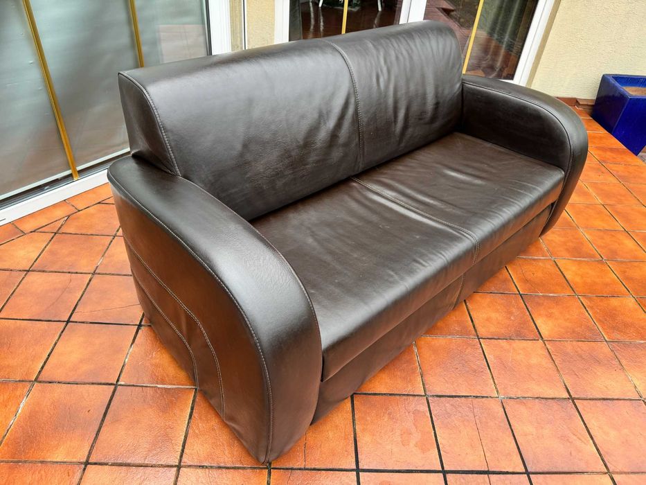 Kanapa skórzana rozkładana sofa wypoczynek fotel wersalka skóra