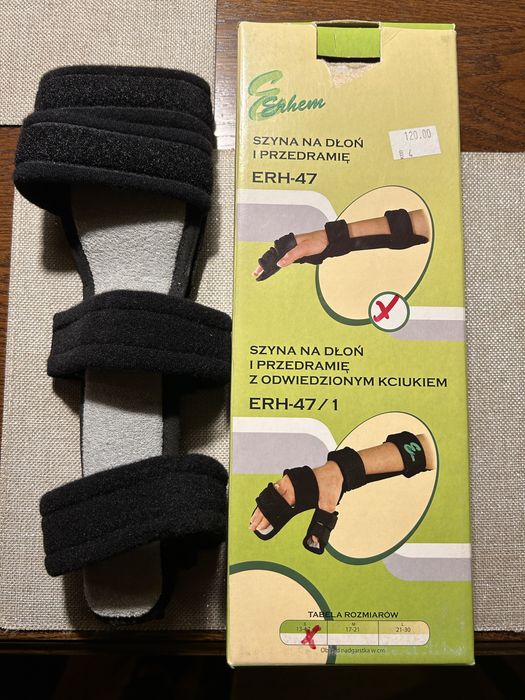 ERHEM ERH-1 prawa szyna na dloń i przedramię. Roz. S