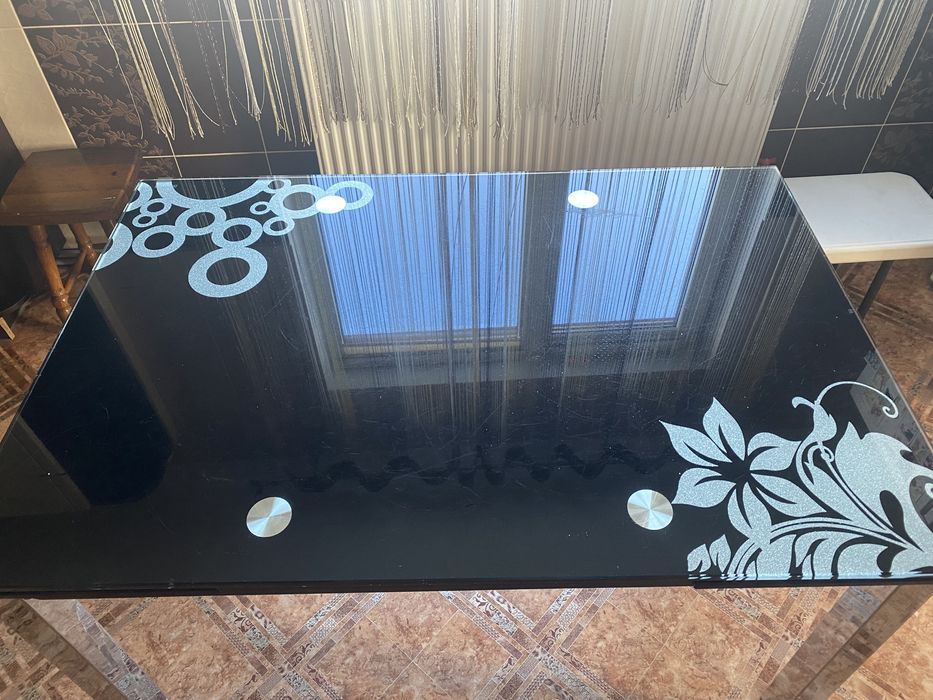 Стіл кухонний 120*80 розкладний скляний