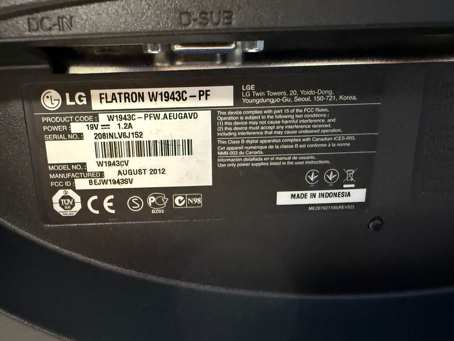 Монитор LG FLATRON W1943C 19"