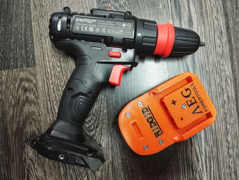 Адаптер перехідник акумулятор Ridgid AEG на інструмент Dnipro-M 20V