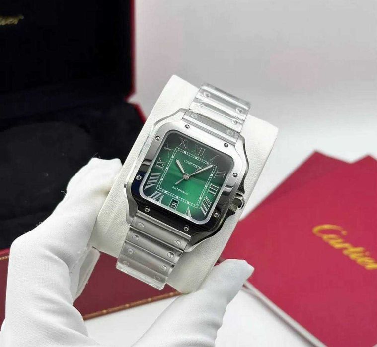 Cartier Santos Green Dial часы мужские наручные