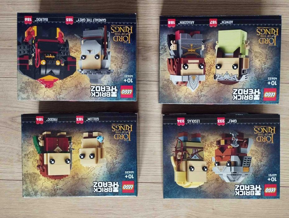 LEGO Brickheadz 40630+40631+40632+40751 Gandalf, Frodo, Aragorn, Gimli