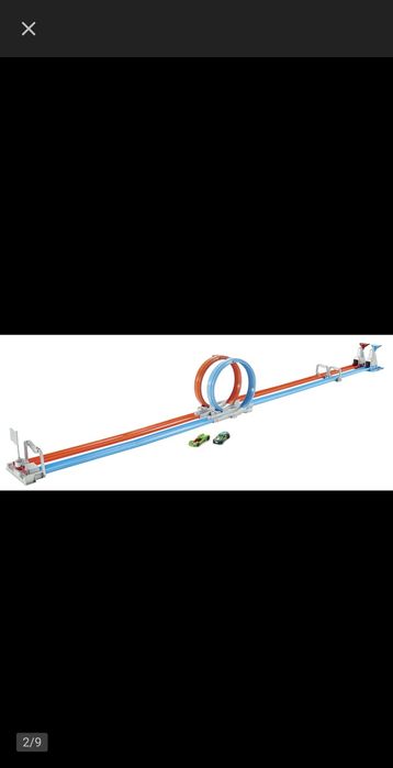 Tor wyścigowy hot wheels  z dwoma pętlami plus dwa autka