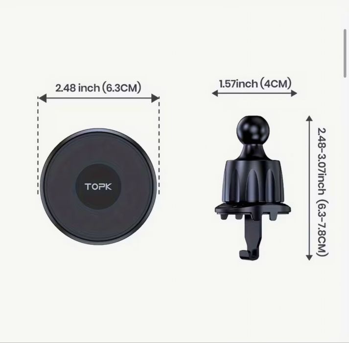Магнітий тримач автомобільний магнітний TOPK для смартфону.  MagSafe , IPhone , Android
