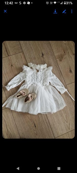 Sukieneczka buciki opaska do chrztu 6 mies