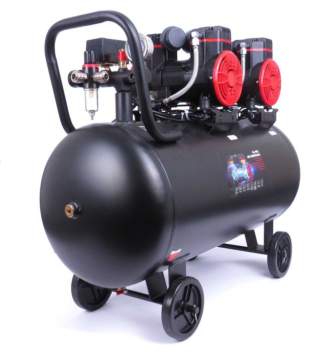 KRAFT&DELE Kompresor 100l Cichy Bezolejowy 2 Pompy Sprężarka KD1392