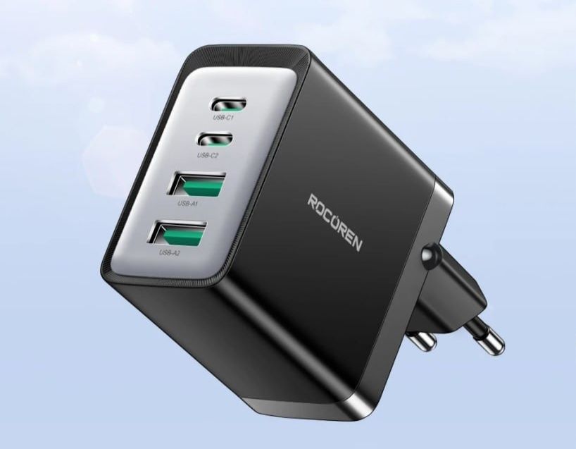 Быстрое зарядное устройство Rocoren, 45w, 2USB-A, 2USB -C, швидкий зарядний пристрій Rocoren, 45w