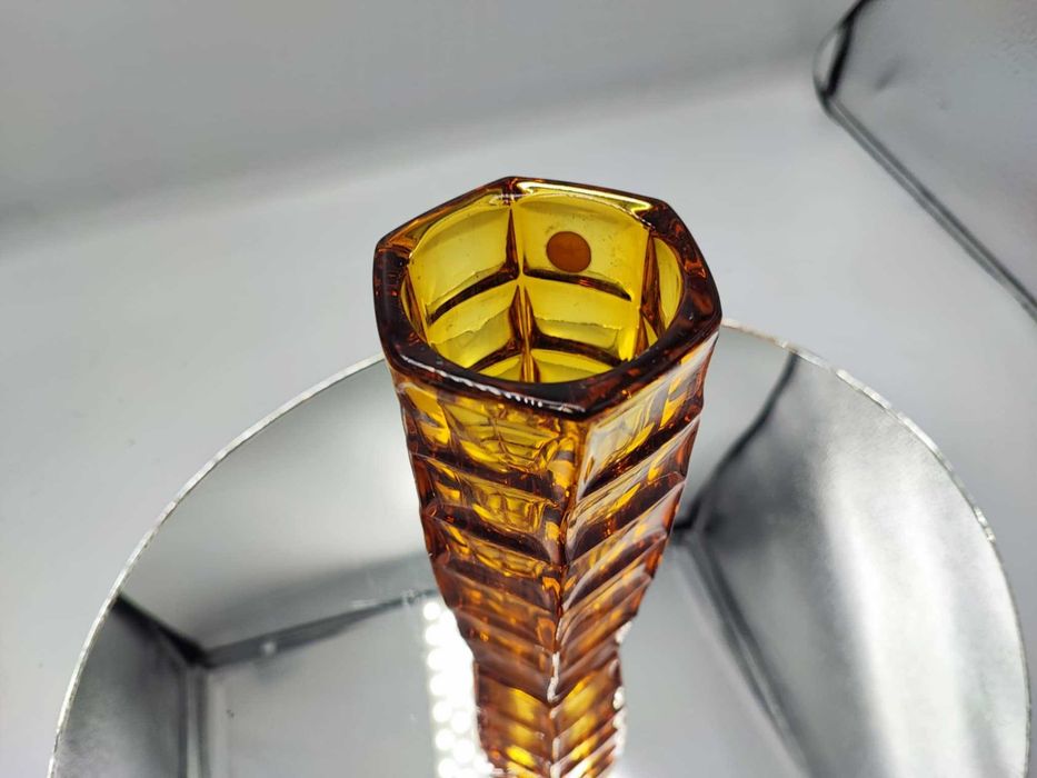 Wazon heksagonalny miodowy Kupczyk Ząbkowice z Prlu,bursztynowy