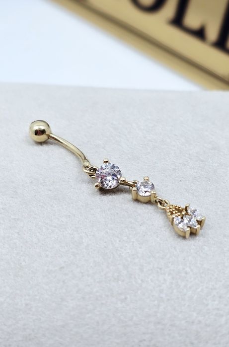 Złoty kolczyk piercing do pępka próba 585 14k wiszący