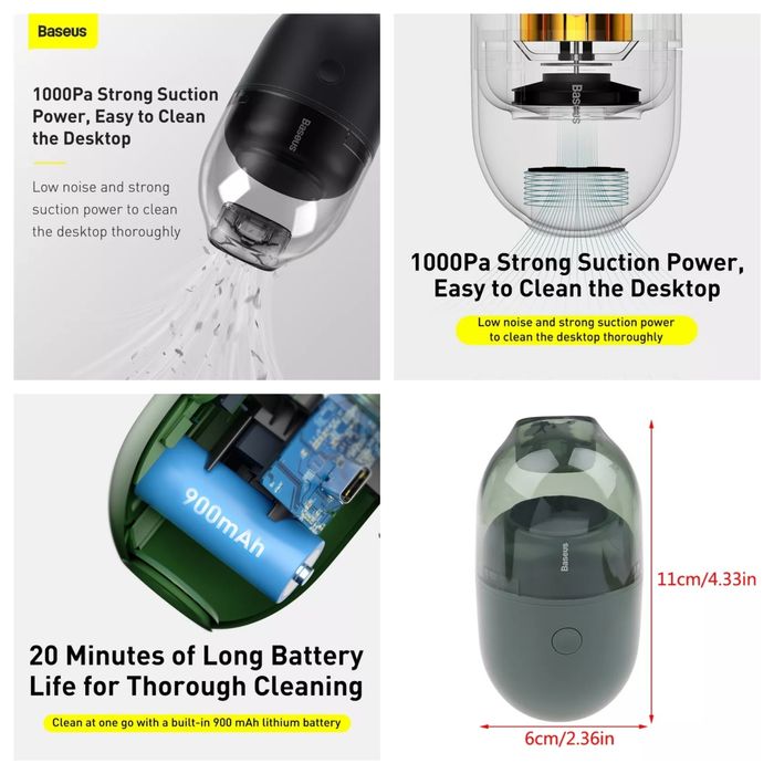 Baseus Mini Aspirador - Original BASEUS - Novo C/ Caixa - 24h - PROMOÇ