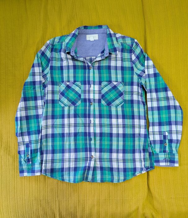 Camisa padrão Verde Azul Springfield, Algodão, Tamanho 40, Nova
T