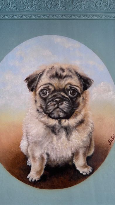 Картина олійними фарбами. Мопс