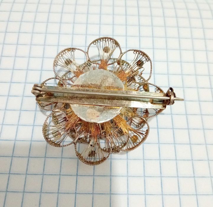 Срібна вінтажна брошка брошь Серебро 800 скань Цветок