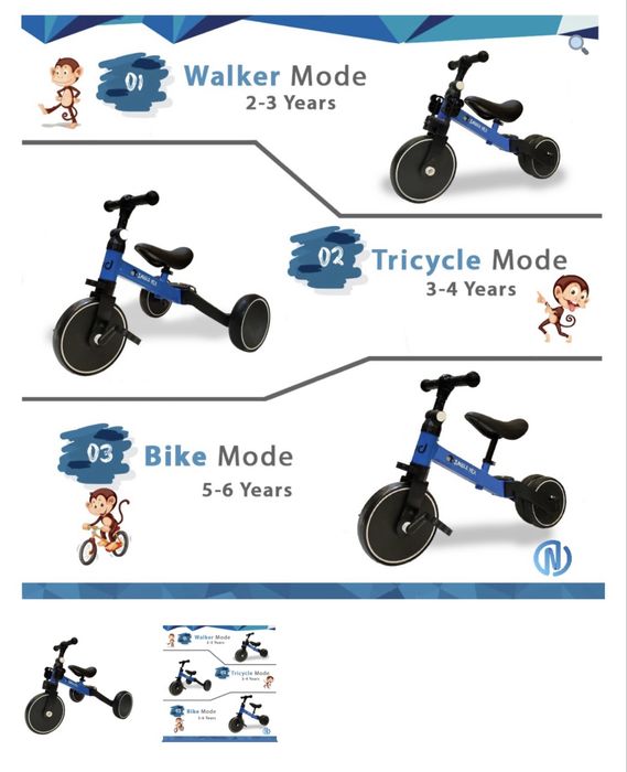 Triciclo infantil conversivel 3 em 1