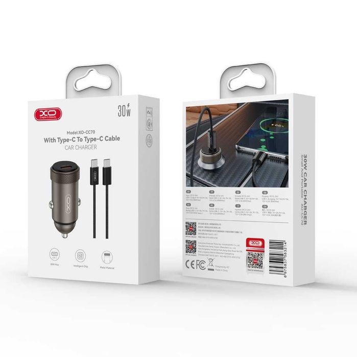 Ładowarka Samochodowa XO PD 30W 1xUSB-C + Kabel USB-C Szybka