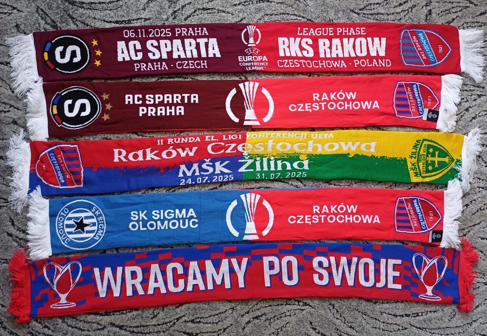 RKS Raków Częstochowa szaliki Puchar Polski Liga Konferencji Sparta Praga Sigma MSK Zilina szalik Rakowa