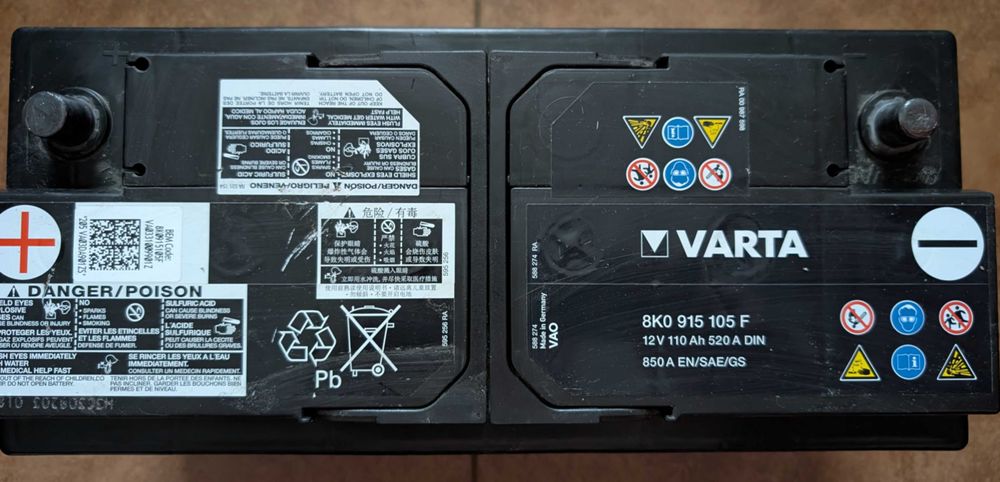 Аккумулятор Audi Varta 8K0915105F 12V 110Ah 520A 850A