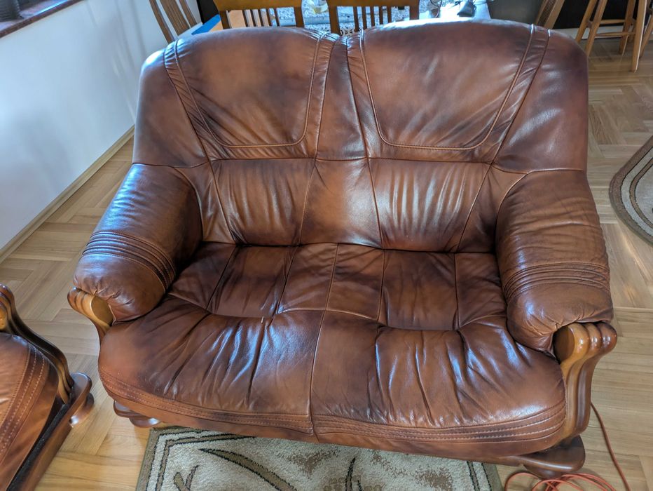 skórzany komplet wypoczynkowy