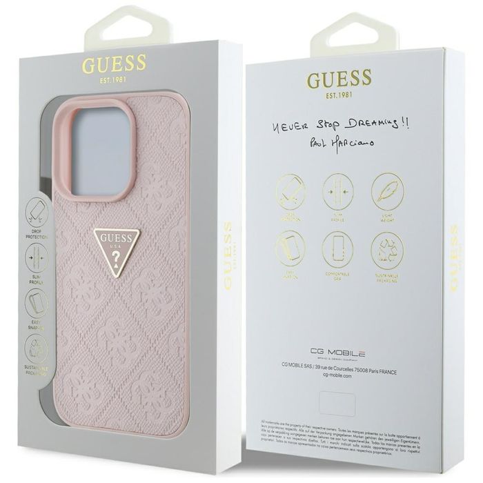 Etui Guess Hot Stamp 4G Pattern Metal Logo do iPhone 16 Pro Max różowy