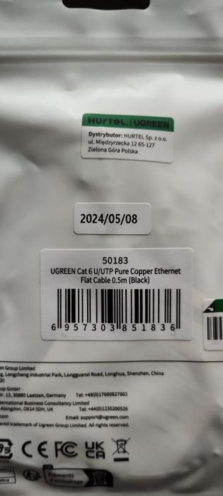 Płaski patchcord kabel przewód sieciowy Ethernet RJ45 Cat 6 UTP 1000 M