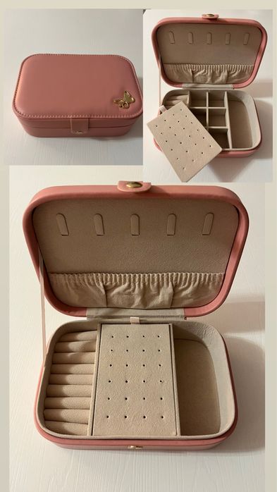 Kuferek na biżuterię etui organizer skórzany