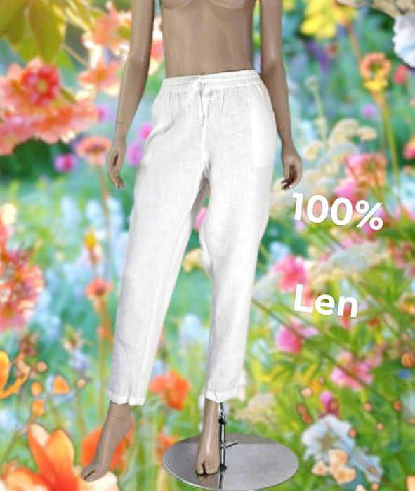 Cubus Lniane spodnie damskie XL 100% Len
100%Len
Rozmiar XL 
kolor:bia