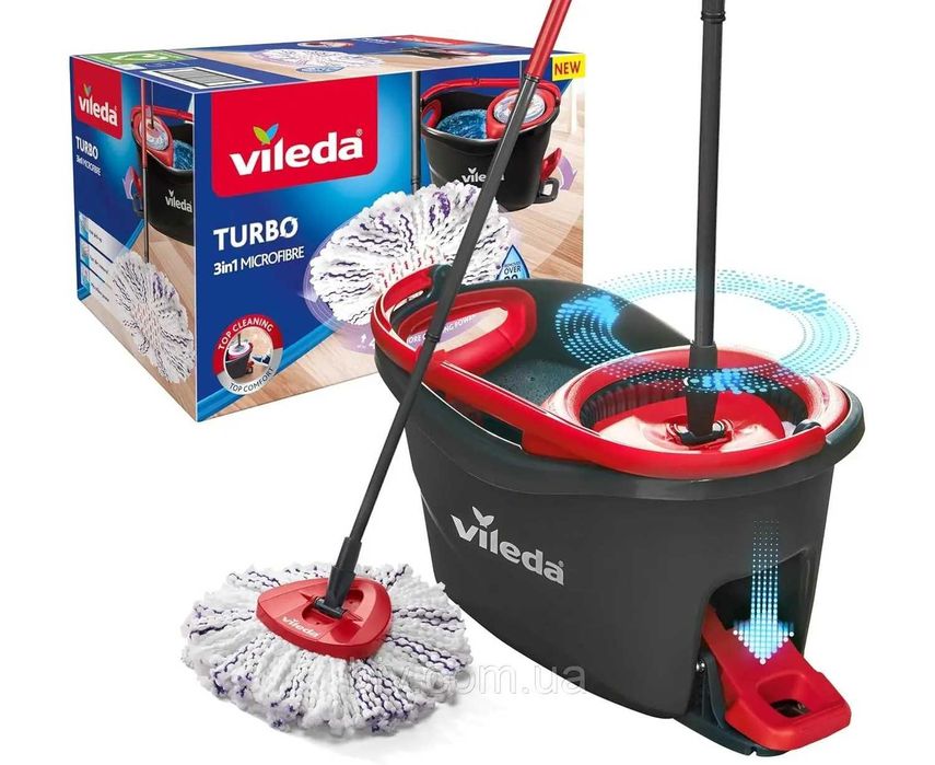 швабра с отжимом и ведром Vileda TURBO 3in1 Набор для уборки