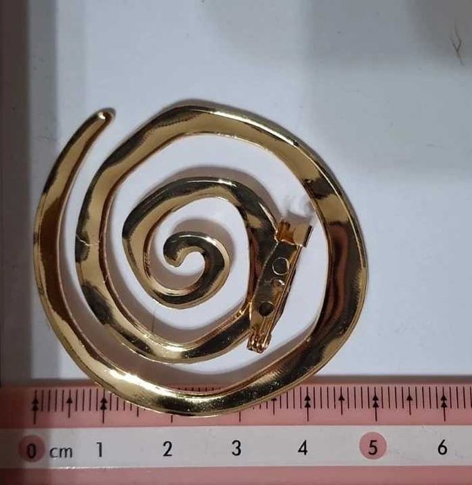 Duża Broszka spiralna złota – nowa, ok. 6 cm