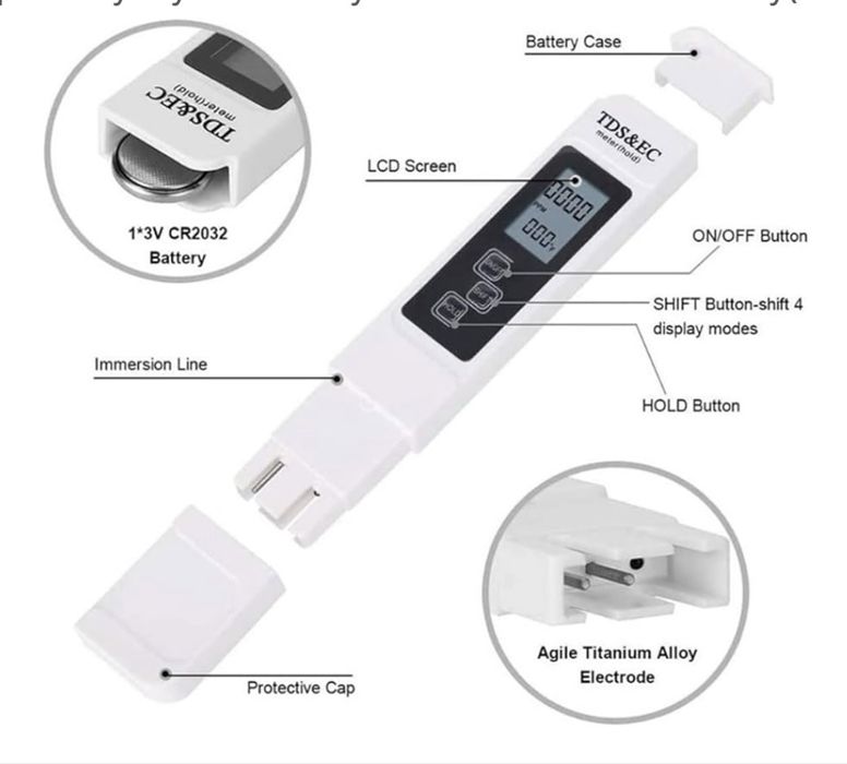 Biały cyfrowy miernik jakości wody