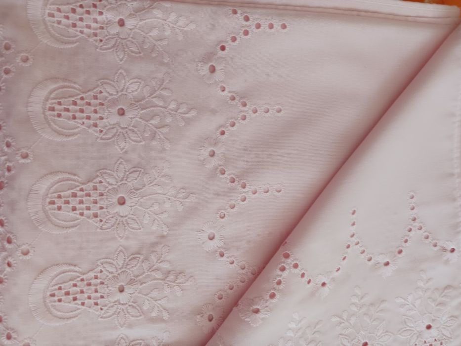 Lençol NOVO casal Rosa bordado