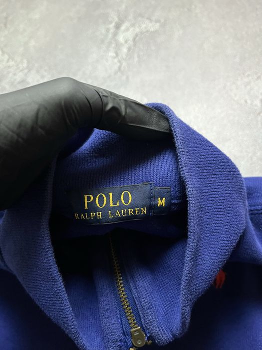 Вінтажний Світшот Polo Ralph Lauren поло ральф лаурен 1/3 зіп пів замок chief keef old money синій колір розмір М