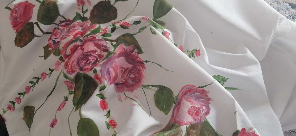 Toalha em algodão pintada à mão