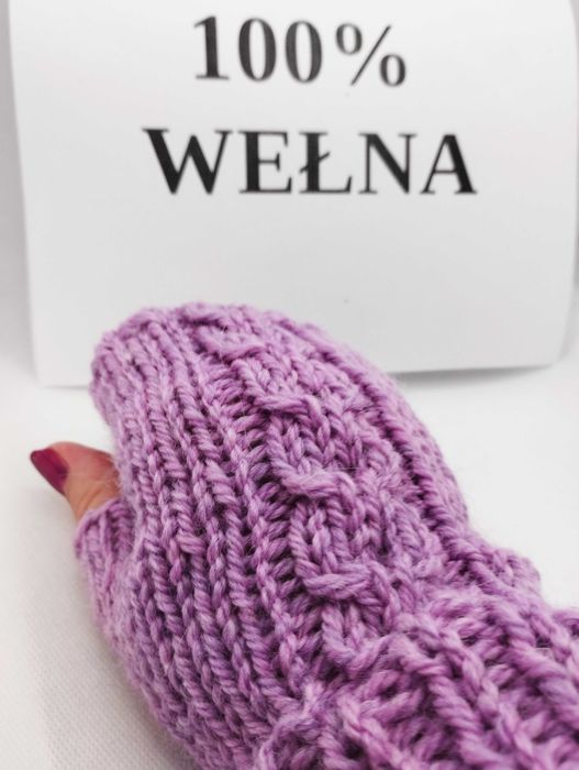 Mitenki; rękawiczki bez palców;  wełna 100%; handmade