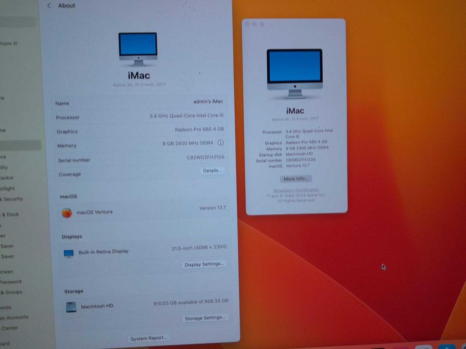 iMac OS Ventura, Retina 4K
