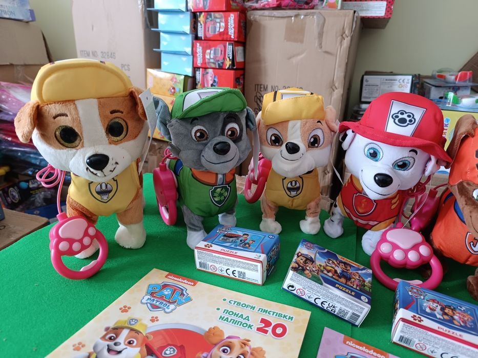 Інтерактивна М'яка іграшка собачка на повідку щенячий патруль гонщики