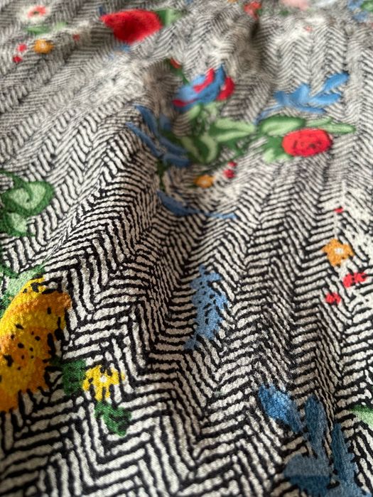 Sukienka Reserved szara vintage w kwiaty jodełka Boho retro M 38