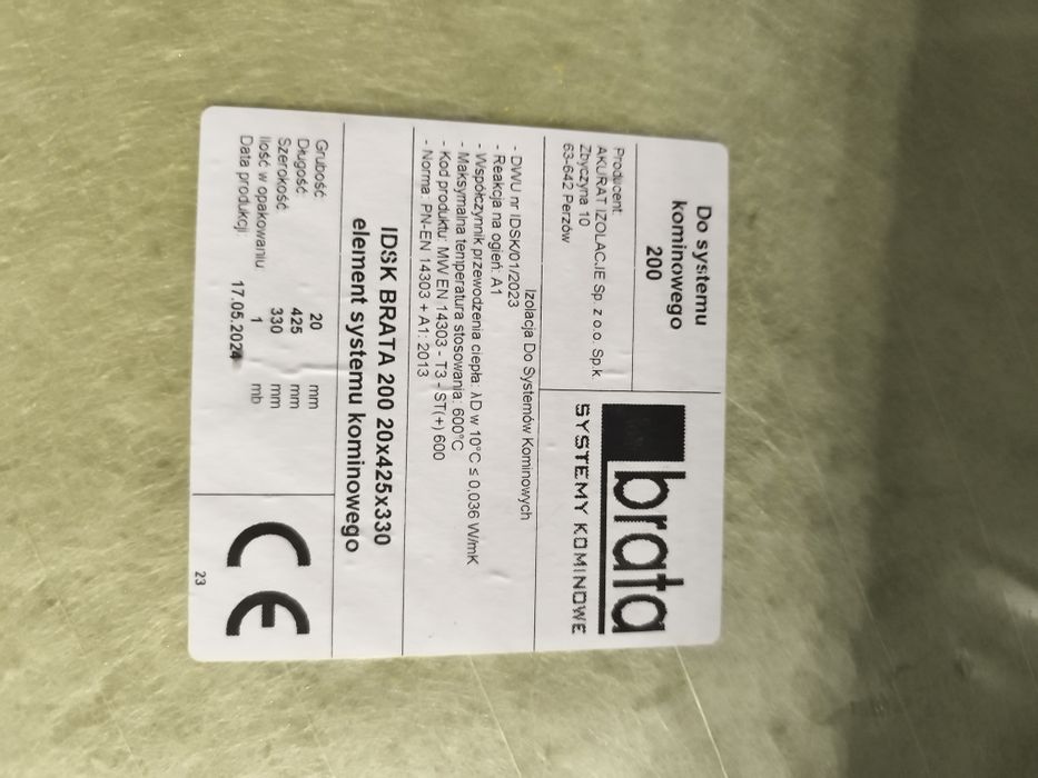 Wełna do komina systemowego fi 200