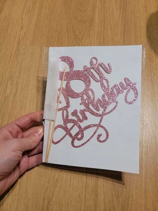 Nowy topper na tort błyszczący brokatowy różowy na tort 8 urodziny