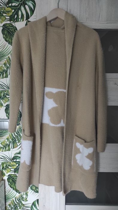 Sweter Kardigan alpaka beżowy r. S/M Polska Produkcja