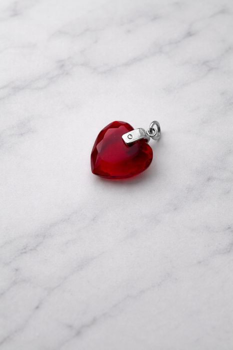 Кулон сердце красный кристалл подвеска Swarovski сердечко на цепочку