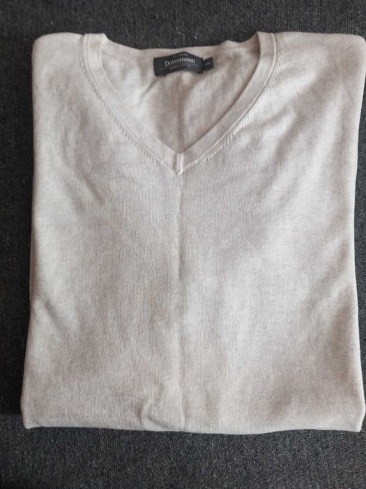 kolor ecru sweter męski Dressmann 2xl 100% bawełna