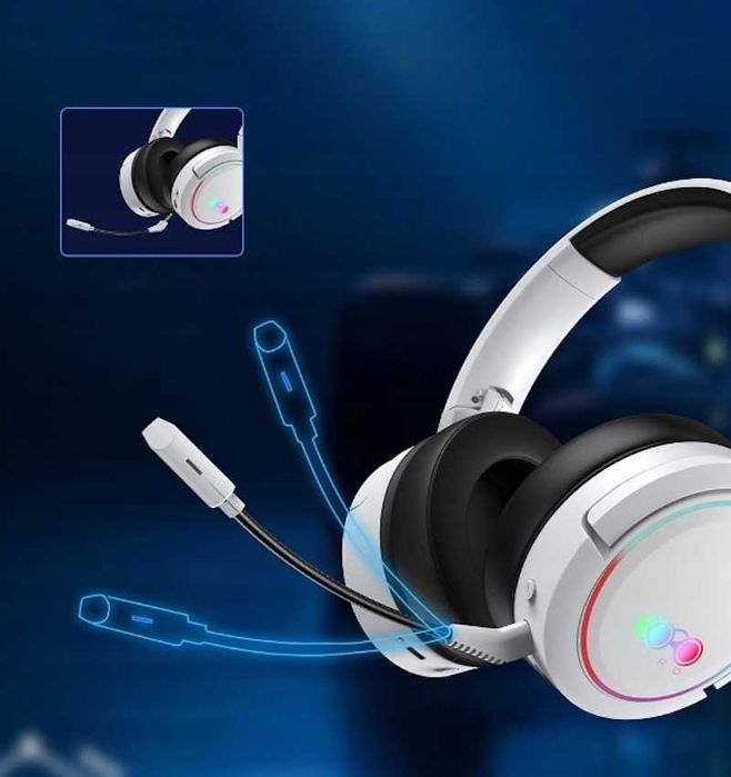 Słuchawki bezprzewodowe gamingowe z mikrofonem, LED, bluetooth 5,2