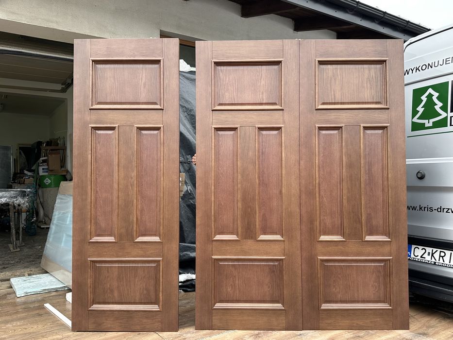 Drzwi drewniane sosnowe -dębowe OD RĘKI Bezprzylgowe