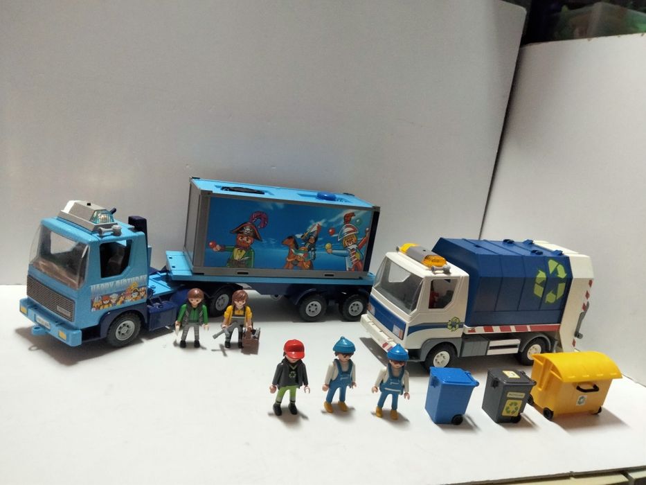 Playmobil śmieciarka i Tir z obsługą