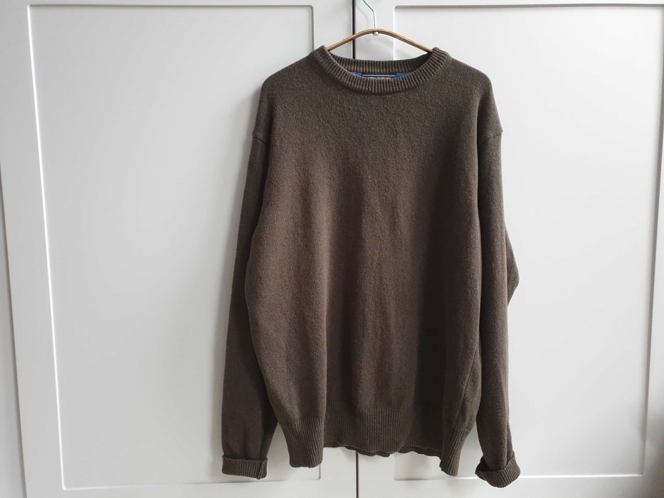 Zielony khaki sweter Citta do Milano wełniany wełna jagnięca L