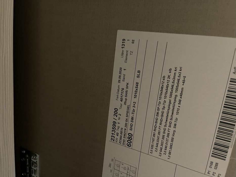 Szafa KLER ,przesuwna  białe  szkło z lustrem