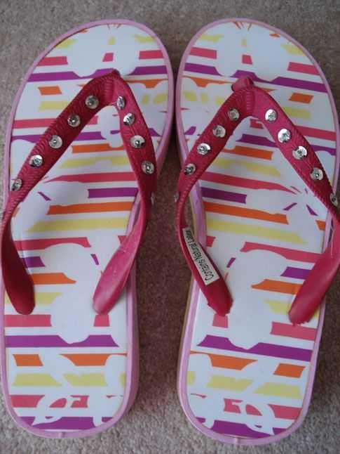 Buty klapki japonki nowe różowe w kwiaty