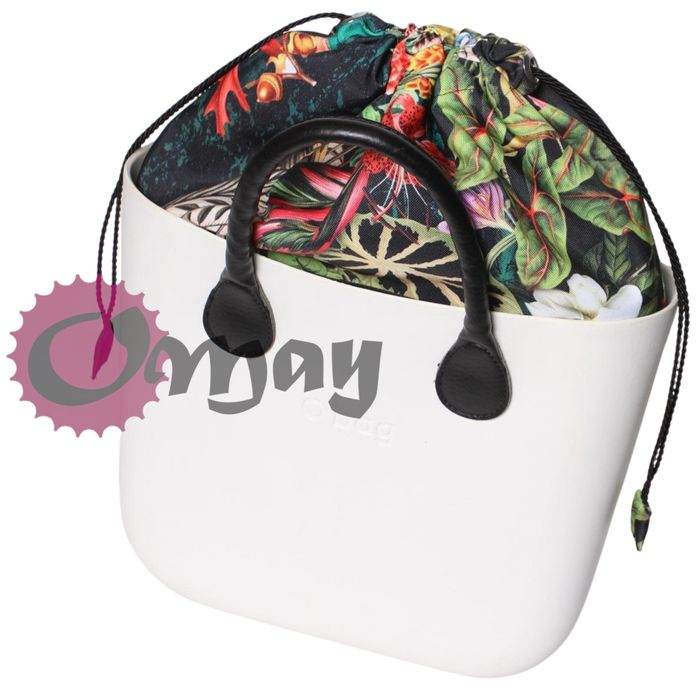 Czarny organizer Komin do OBAG MINI worek kwiaty 2 kieszenie OMAY