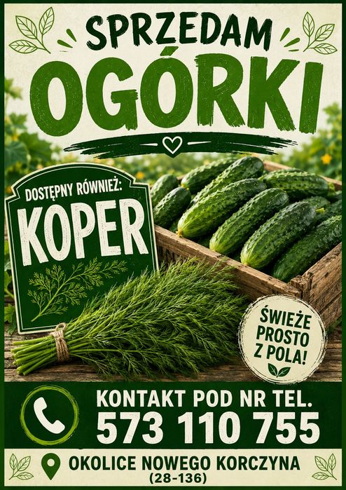 Sprzedam ogórki i koper - zapraszam
